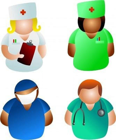 Illustrated members of the medical profession